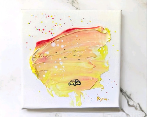 原画『My time』テクスチャーアート 夕焼け 車 癒し 希望 絵 絵画 風景