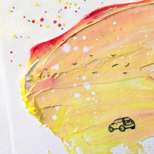 原画『My time』テクスチャーアート 夕焼け 癒し 絵 絵画 風景