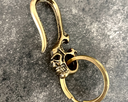 creema限定 真鍮 メンズ キーフック キーホルダー キーリング 骸骨