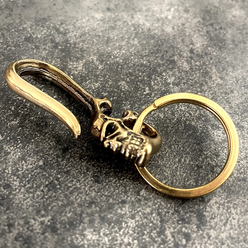 creema限定 真鍮 メンズ キーフック キーホルダー キーリング 骸骨