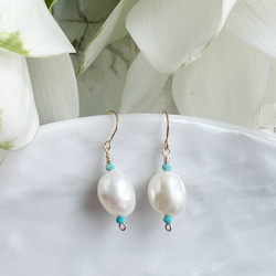 スリーピングビューティーターコイズ マクラメピアス スリーピングビューティ✴︎ターコイズピアス【High line