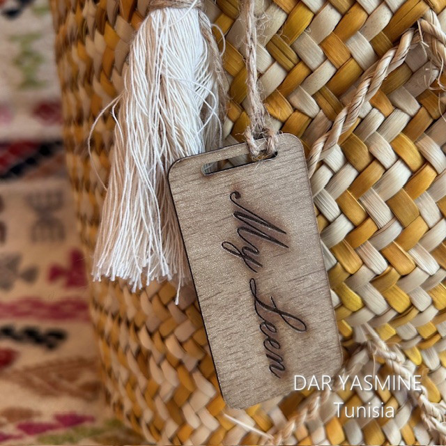 小さなシンプルかごバッグ　丸底バケツ型　イエロー　1点もの