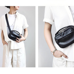 小巧卻容量十足！真皮迷你斜背包/男女通用，兩用，可斜挎 第3張的照片