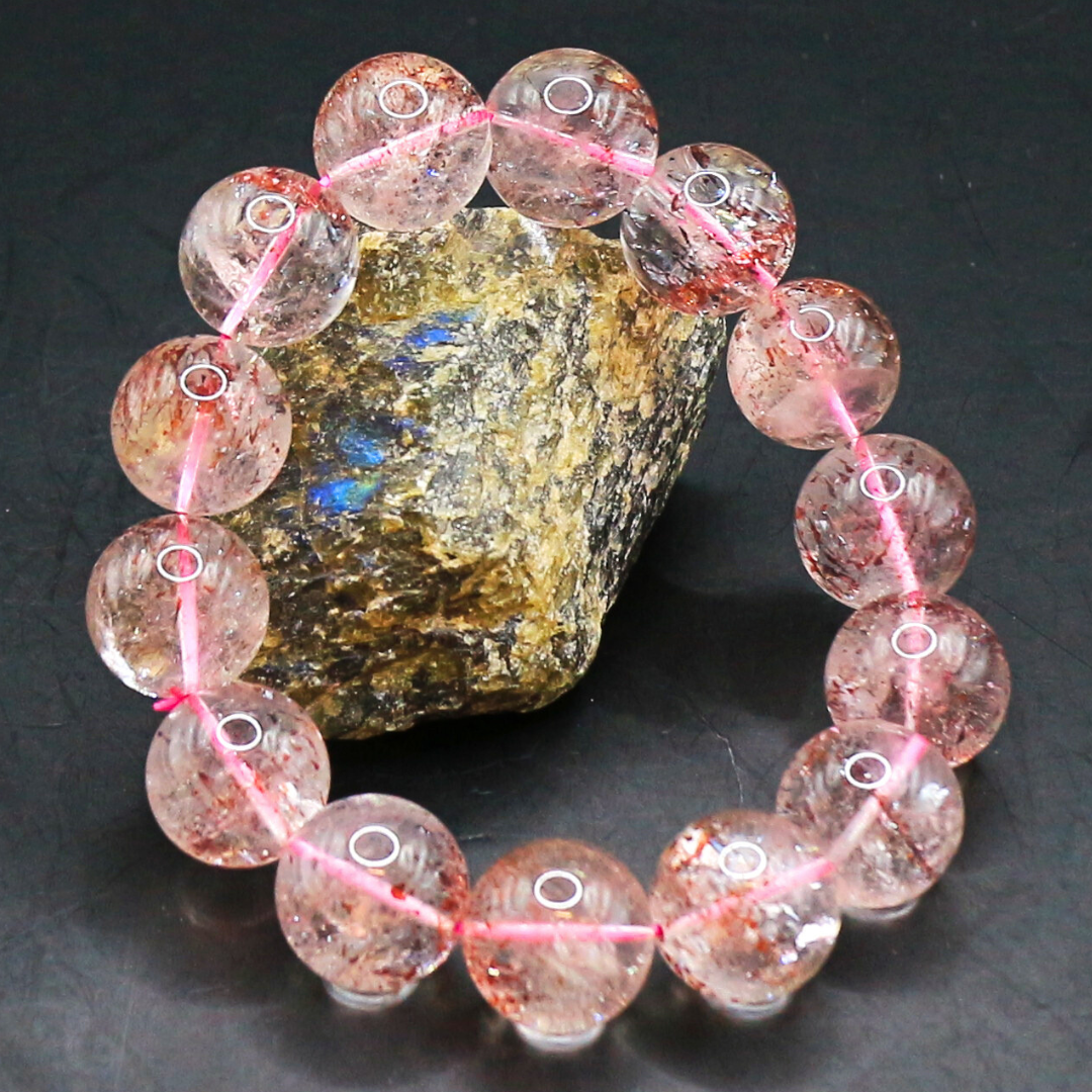 AG-Beads-324　天然石 ブレスレット ファイヤークォーツ