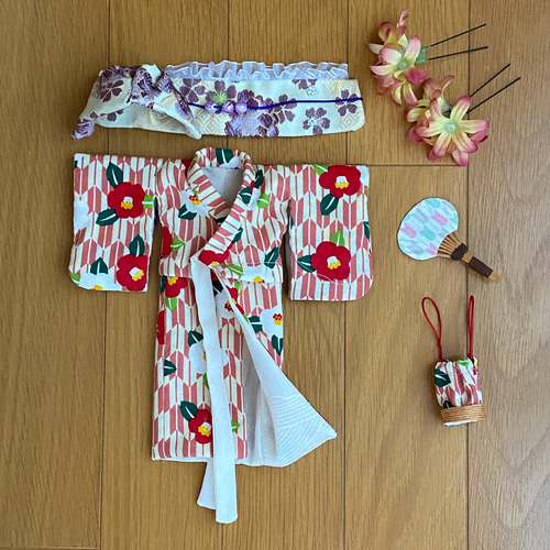 RicoRio kimono collection】 椿のレトロ浴衣セット〈ブライス