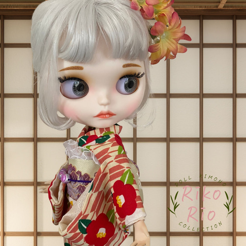 RicoRio kimono collection】 椿のレトロ浴衣セット〈ブライス