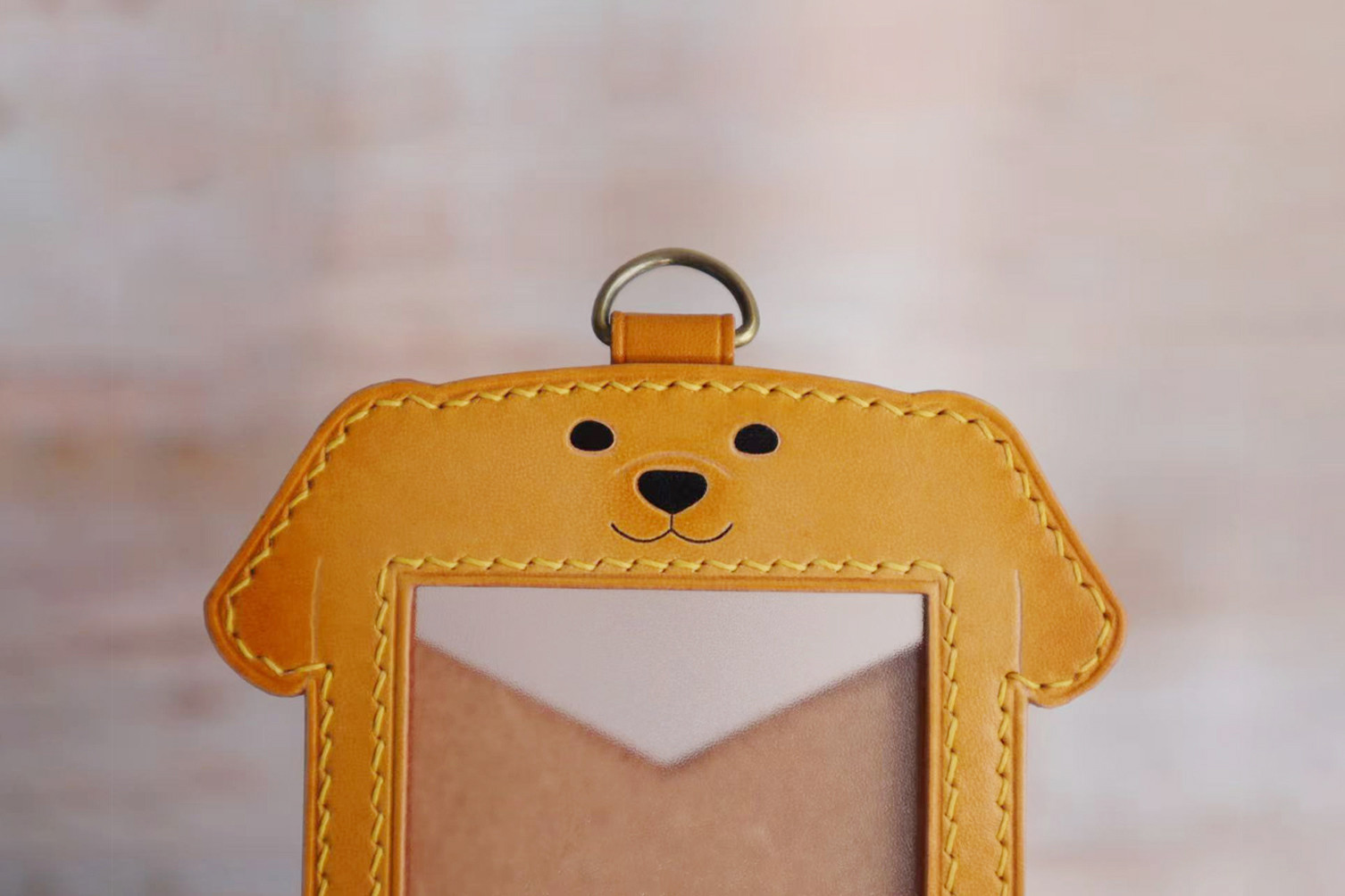 ゴールデンレトリバー 犬 IDカードケース 伸縮リール付IDカード パスケース 本革