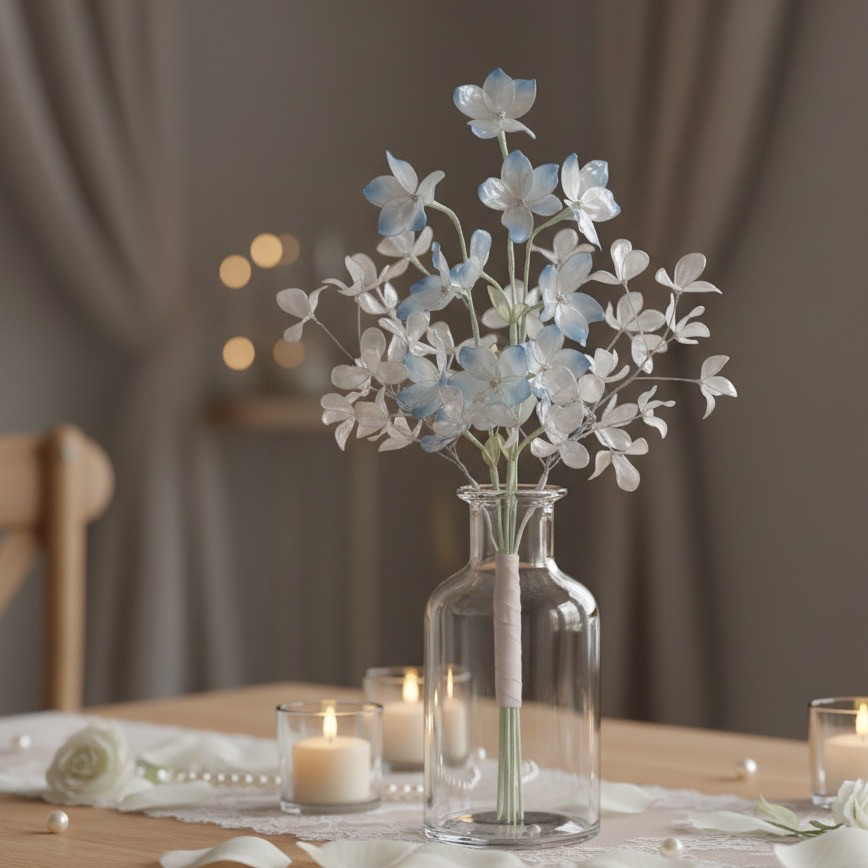 【お得なブーケ】デルフォニウムとカスミソウのブーケ ５本セット　b2028