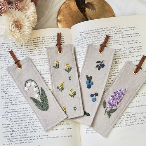 再販】花の手刺繍 栞 ブックマーカー しおり・ブックマーク Grand pont