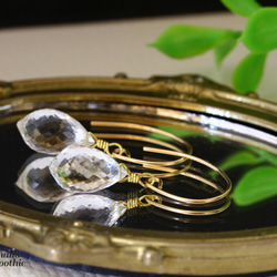 静寂の夜 クリスタル(水晶) マーキス ブリオレットカット 14kgf ピアス 4月誕生石 1枚目の画像