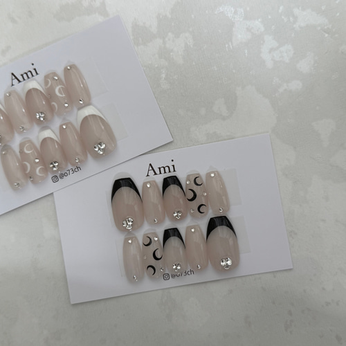 17))マリーンセル フレンチガーリー ネイルチップ リボンネイル ブラック m36830327847_1.jpg?1714086007