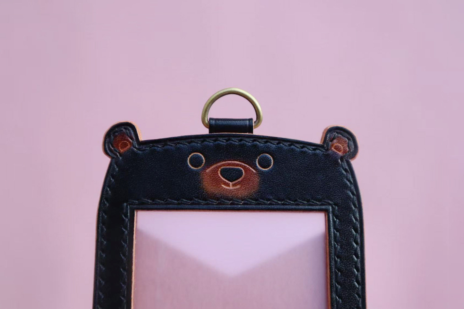 ブラッククマ 熊 IDカードケース 伸縮リール付IDカード パスケース 本革