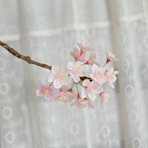 枯れない 桜 L 桜の枝使用 Géant（ジェアン）✿クレイフラワー NO.S3