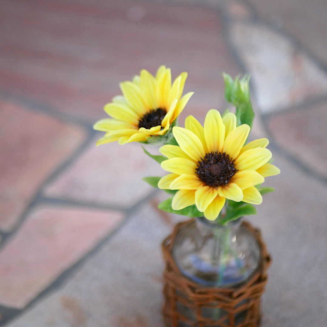 ミニひまわり 向日葵 ✿クレイフラワー Grand NO.MWH15-6