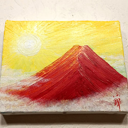 完売　風水開運絵画紅白梅と富士〜夫婦鶴〜 日の出　純金箔　プラチナ　日本の春 風水吉祥絵画 日本画 紅白梅と富士山〜夫婦鶴〜 油彩 風水画