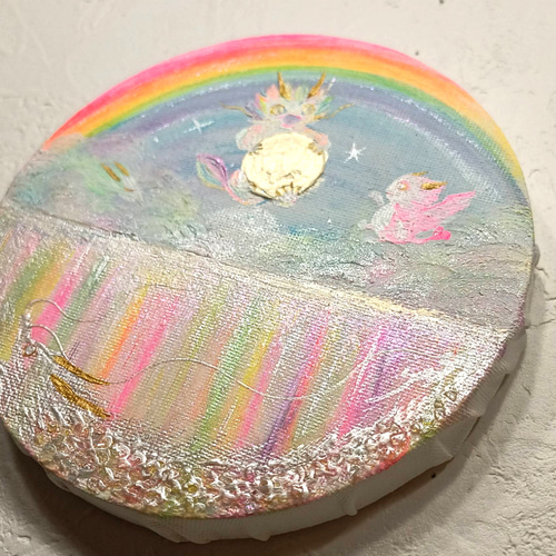 風水開運幸せ絵画＊夢色光画〜虹龍/カラフル×ピンク〜ヒーリング　金運　ラッキー 風水開運幸せ絵画＊夢色光画〜虹龍/カラフル×ピンク〜ヒーリング