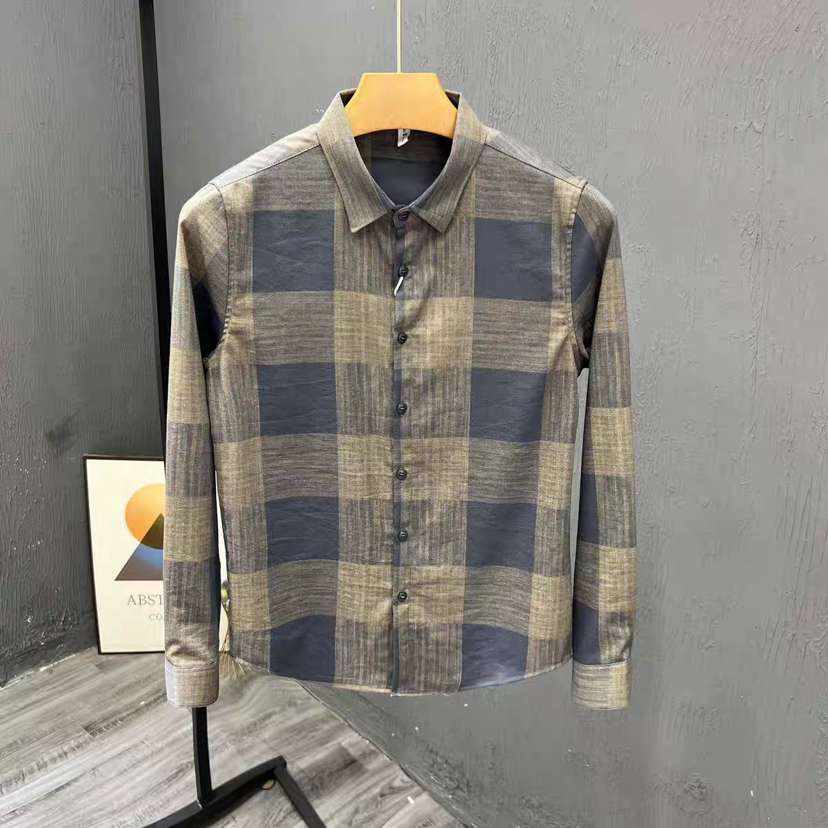 チェックのメンズシャツ2025新春・秋のシャツラッシュビジネスカジュアルトップスメンズ長袖シャツ