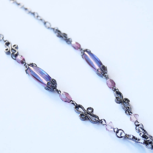 ゴシック 紫十字架 パープル クロス ショート ネックレス ネックレス