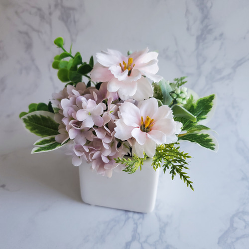 ピンクの小花のミニアレンジ アートフラワー blumenfest 通販