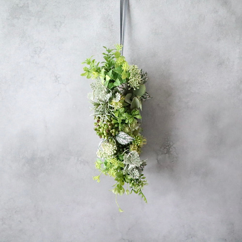 フェイクグリーン ボックスアレンジ 2way テーブル 壁掛け 卓上 造花