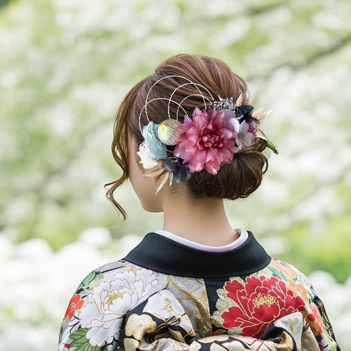 麗しダリアの髪飾り③ 結婚式 成人式 和装 振袖 卒業式 白無垢 色打掛 