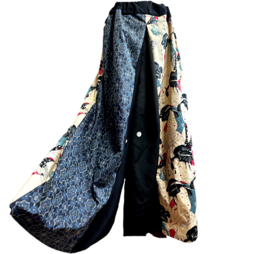 つむ様着物リメイク 着物 デニム リメイク セットアップ ツーピース 2部式 唐草模様