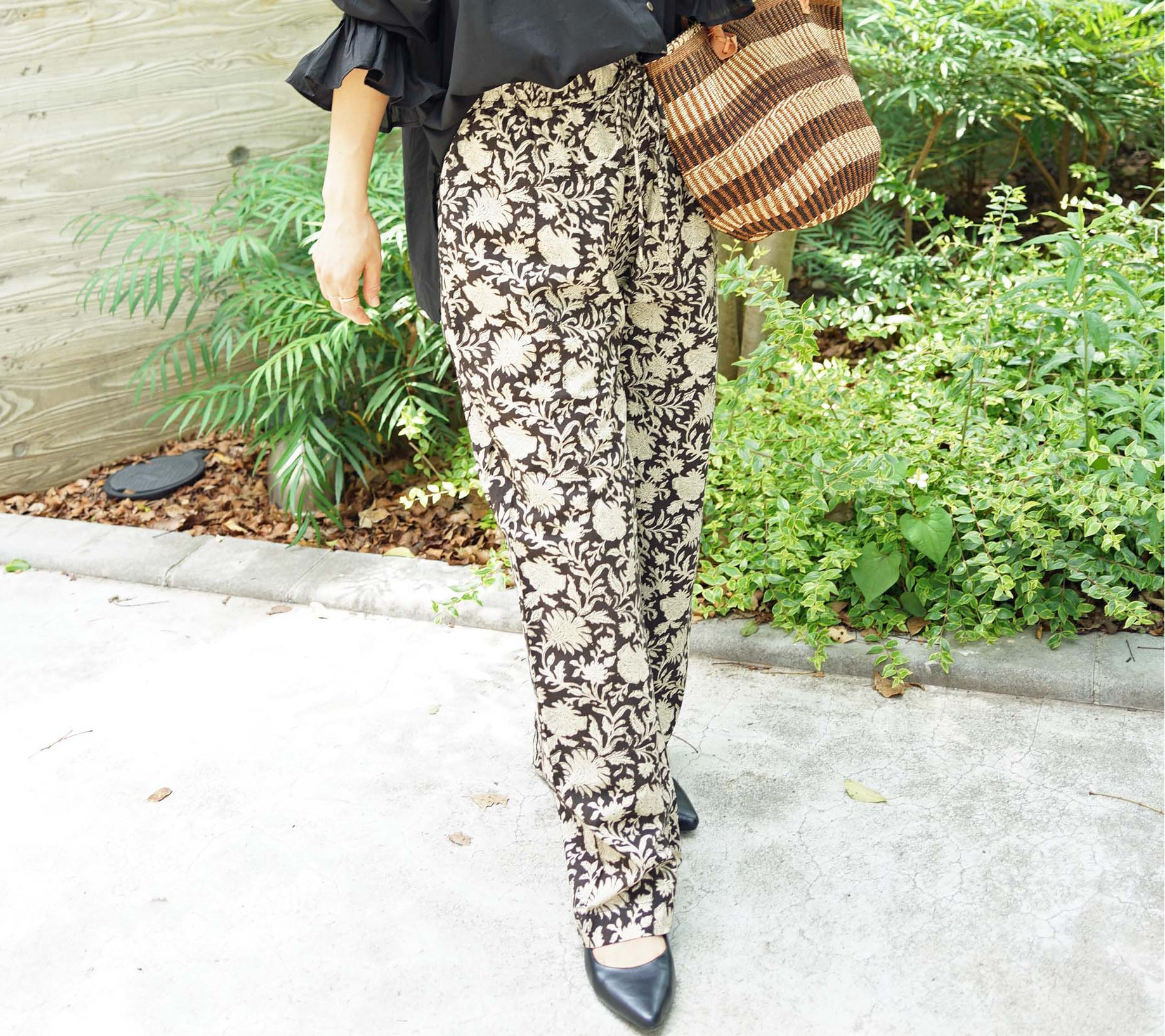 【2025新作・即納可】インドブロックプリント・イージーパンツ（NK25-032-black）_manika