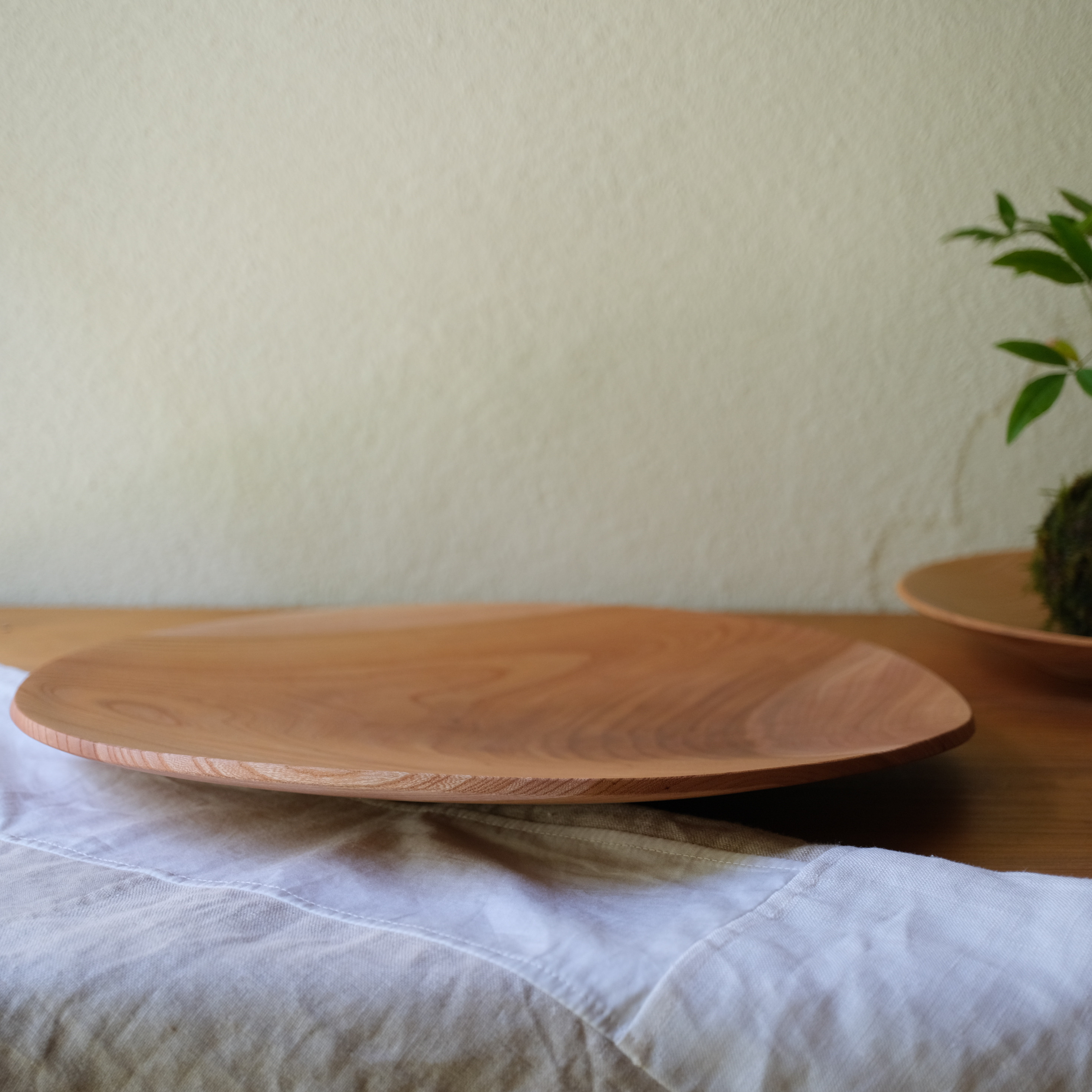 さば杢の大皿　ケヤキ〈ガラスコーティング〉【v1233】