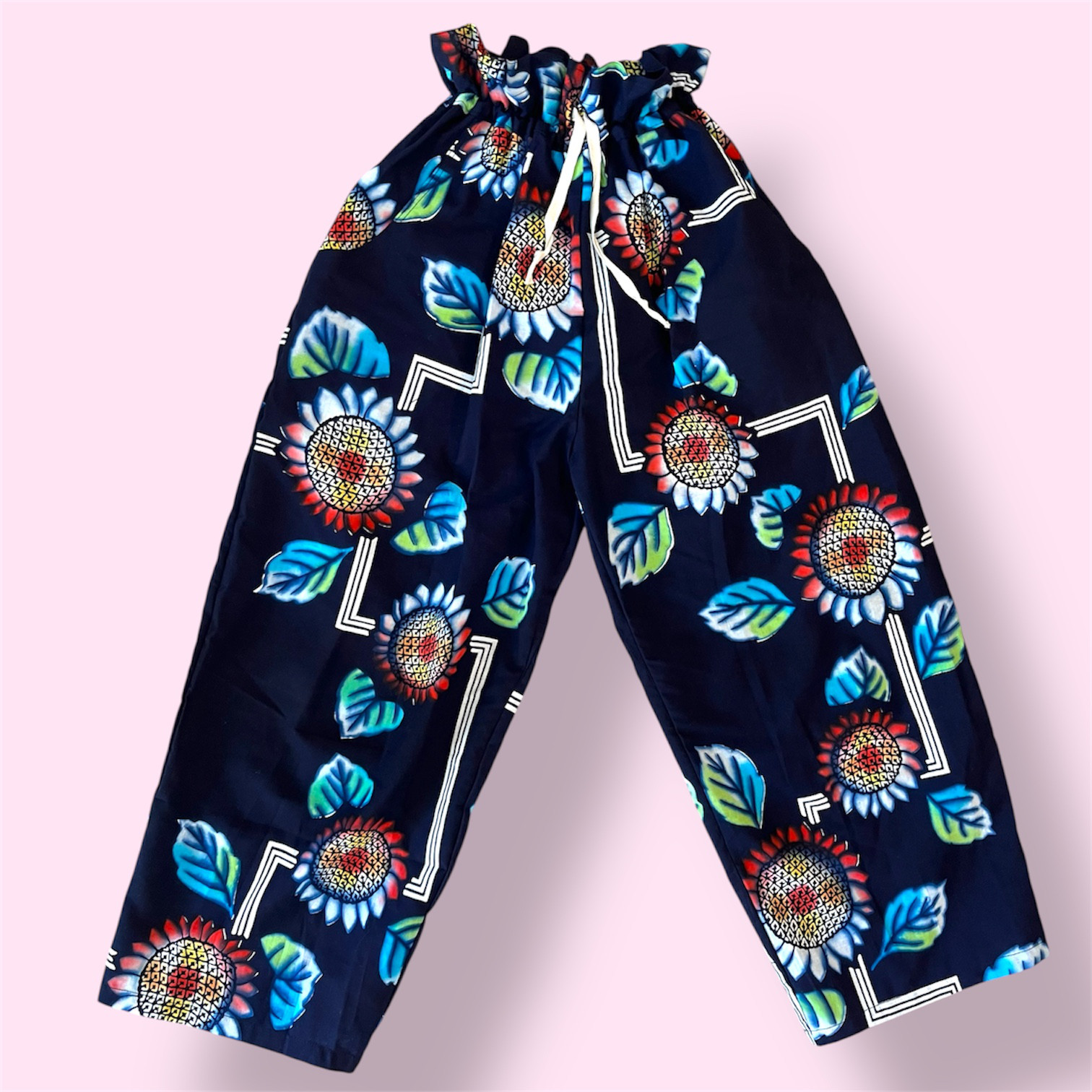 浴衣生地のパンツ　向日葵