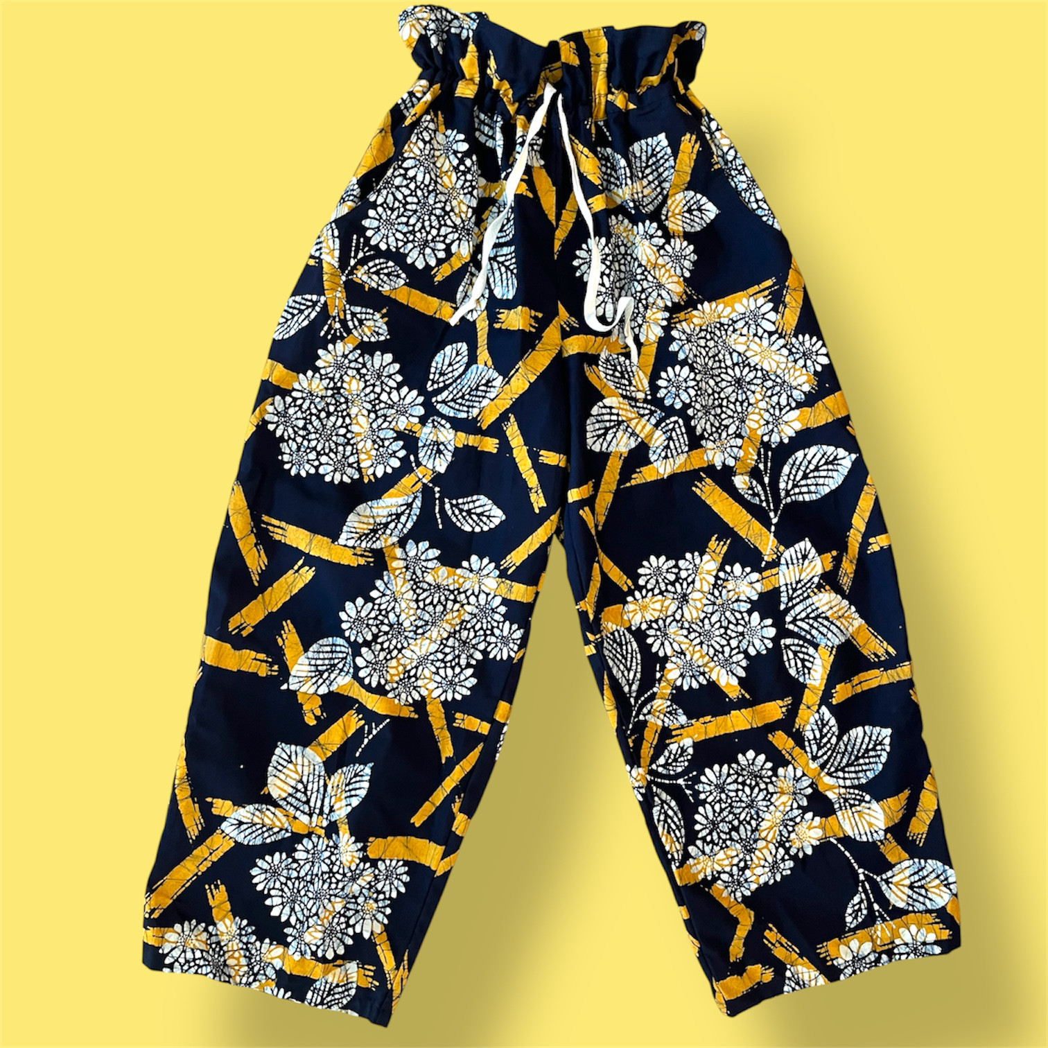 浴衣生地のパンツ　紫陽花