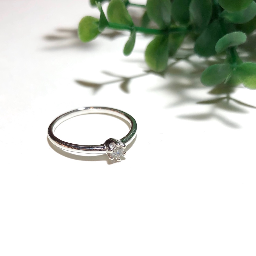 純銀製＊ジルコニアひと粒シンプルリング 4,633円