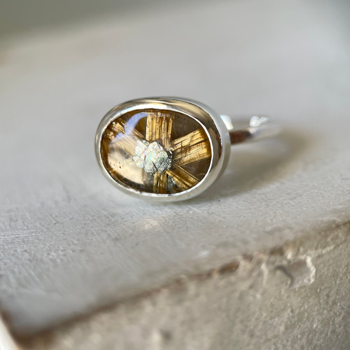 レア天然石】フラワールチル 太陽放射ルチル ルチルクォーツ サイズ14