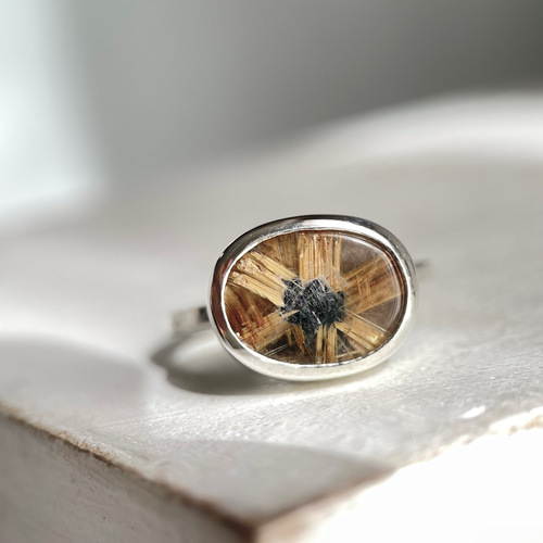 太陽放射ルチルクォーツ Φ18.8mm 粒(通し穴あり) (型番bs1319) 【極上