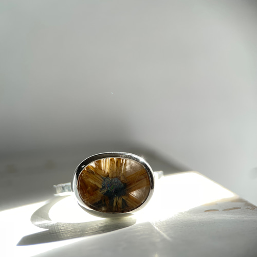 レア天然石】フラワールチル 太陽放射ルチル ルチルクォーツ サイズ14