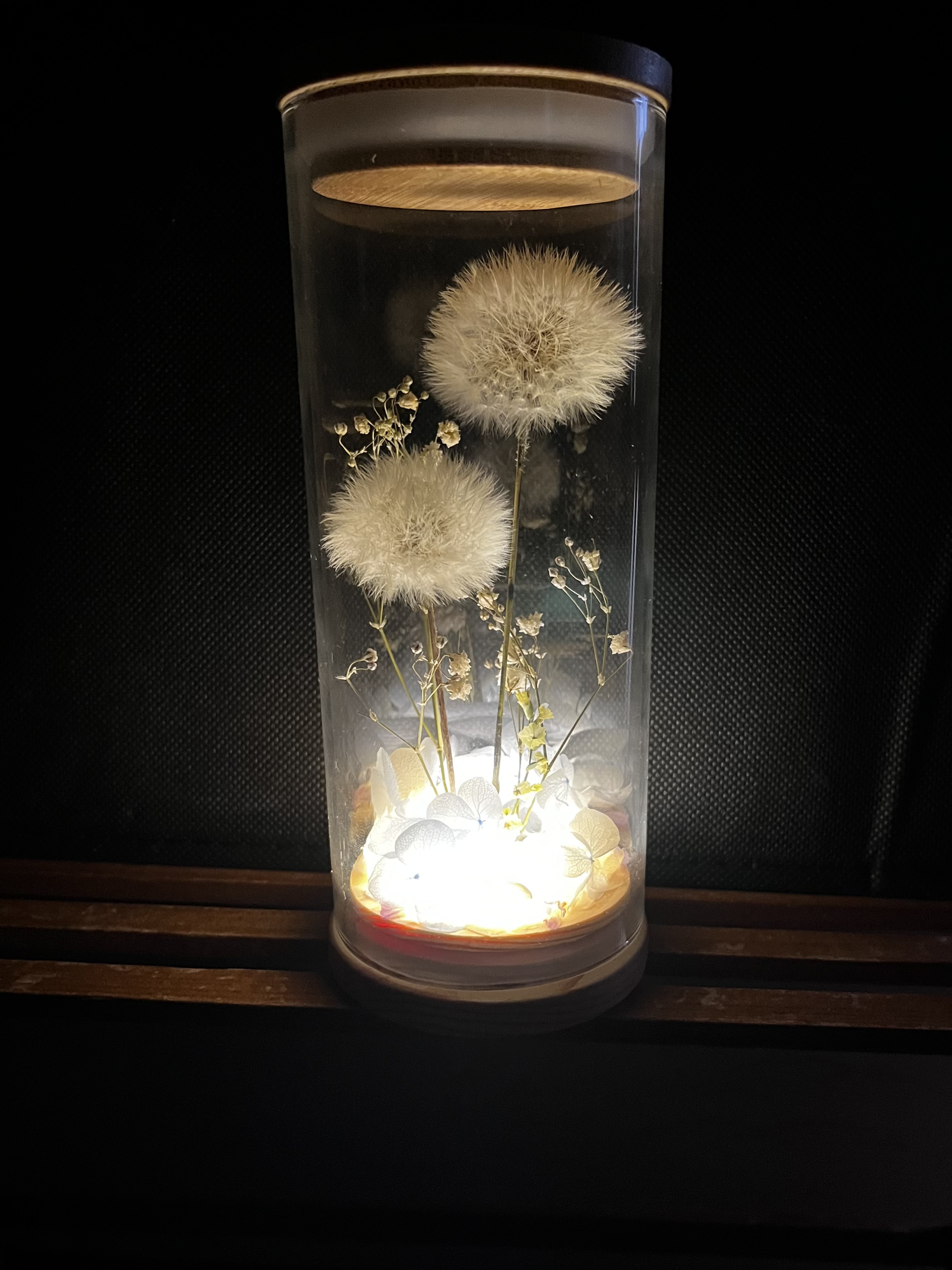 《お供えランプ》2本のたんぽぽ綿毛の灯り（LED付き）お彼岸　仏花　お供　お盆　初盆　新盆　盆提灯　法要　御供え　盆飾り