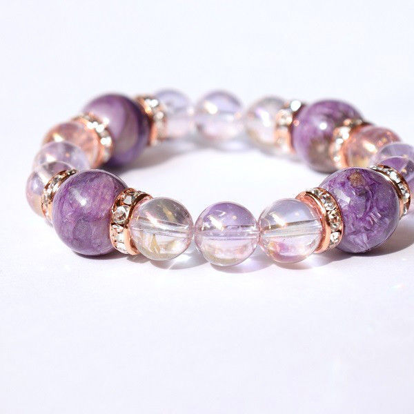 チャロアイト 3A 高品質 アメジストオーラ 紫 パープル ヒーリング 天然石ブレスレットbr-083