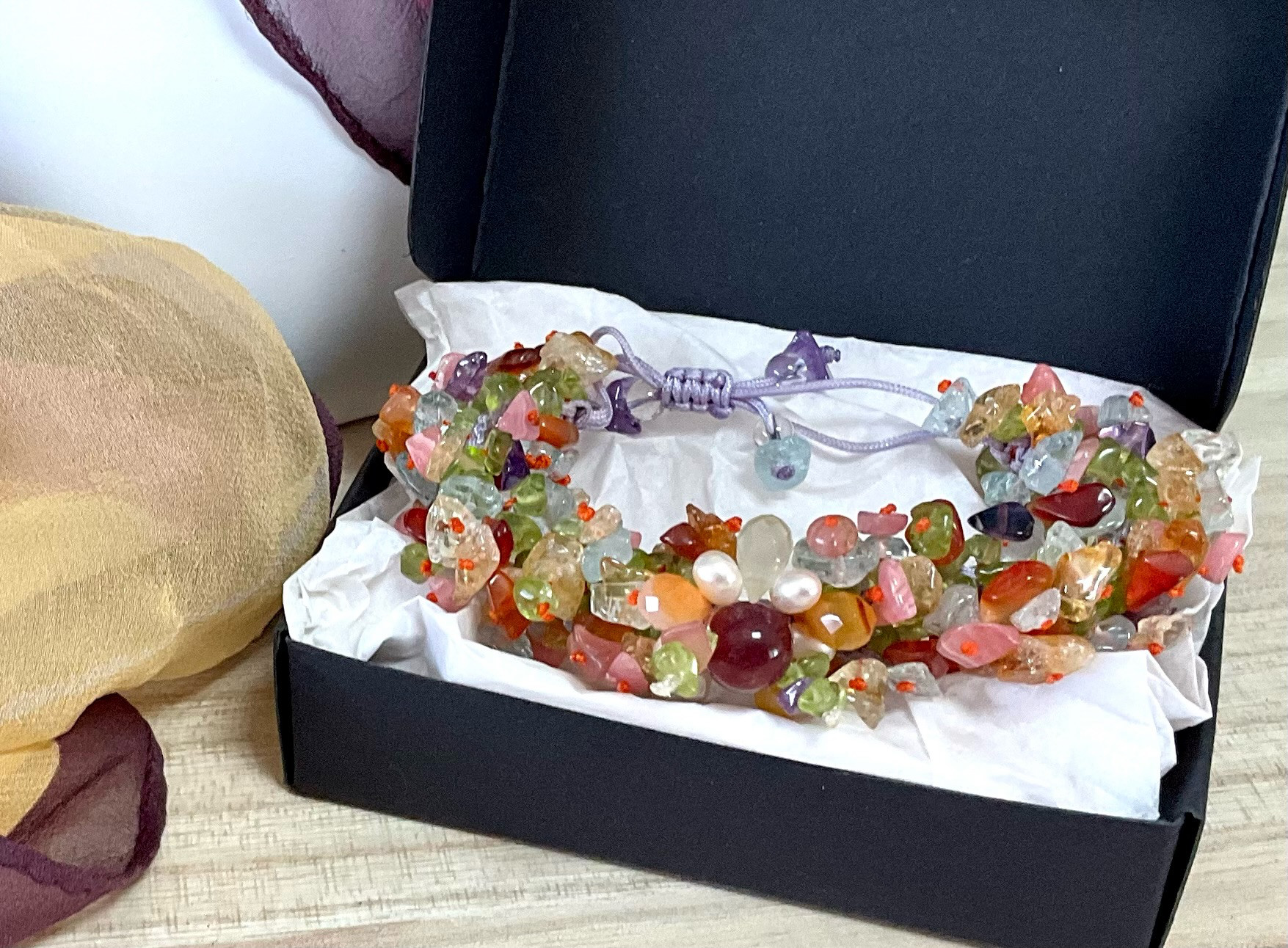 カラフル　天然石　ブレスレット