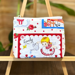 プリーツポーチ　持ち手てありフラットポーチ　小物入れ　ユキエモン プリーツポーチ 持ち手てありフラットポーチ 小物入れ