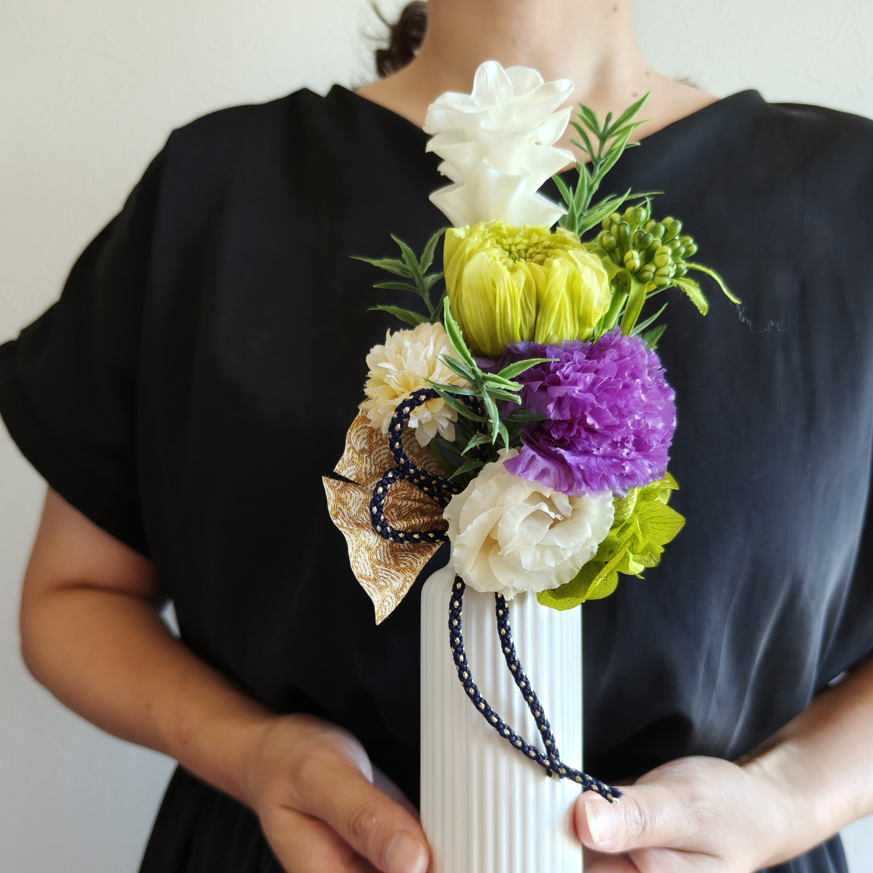 仏花、お供え花、クレマチス、ダリア、トルコキキョウお盆法事