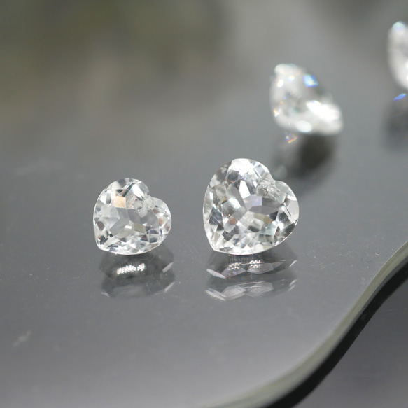 水晶　ハートブリリアントカット 高透明 水晶 1個 ハートブリリアントカット 貫通穴あき 8mm 天然石