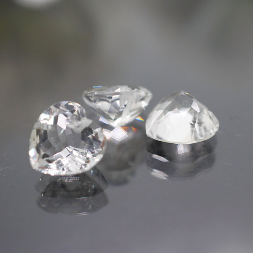 高透明 水晶 1個 ハートブリリアントカット 貫通穴あき 8mm 天然石