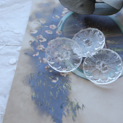 フランス 22㎜ アンティークガラスボタン A1854 クリア 3枚目の画像