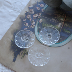 フランス 22㎜ アンティークガラスボタン A1854 クリア 2枚目の画像