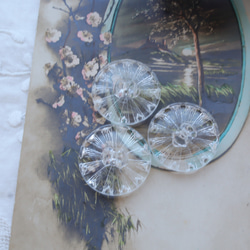 フランス 22㎜ アンティークガラスボタン A1854 クリア 7枚目の画像