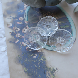 フランス 22㎜ アンティークガラスボタン A1854 クリア 5枚目の画像