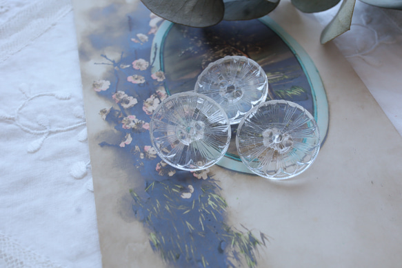 フランス 22㎜ アンティークガラスボタン A1854 クリア 5枚目の画像