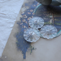 フランス 22㎜ アンティークガラスボタン A1854 クリア 8枚目の画像