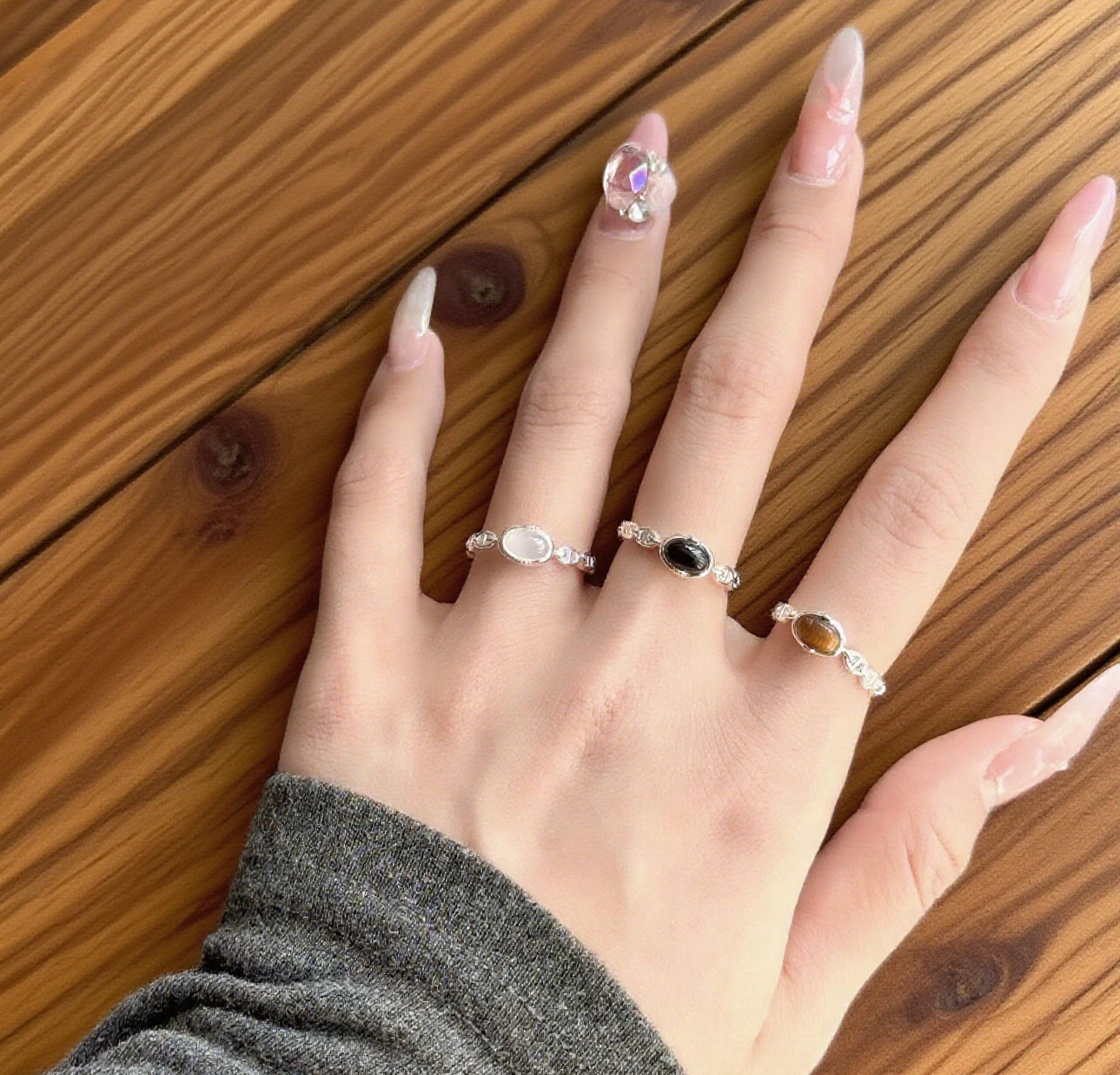 925銀×ホワイトオニキス | ブラックオニキス|アンバー|オニキスの指輪|天然石