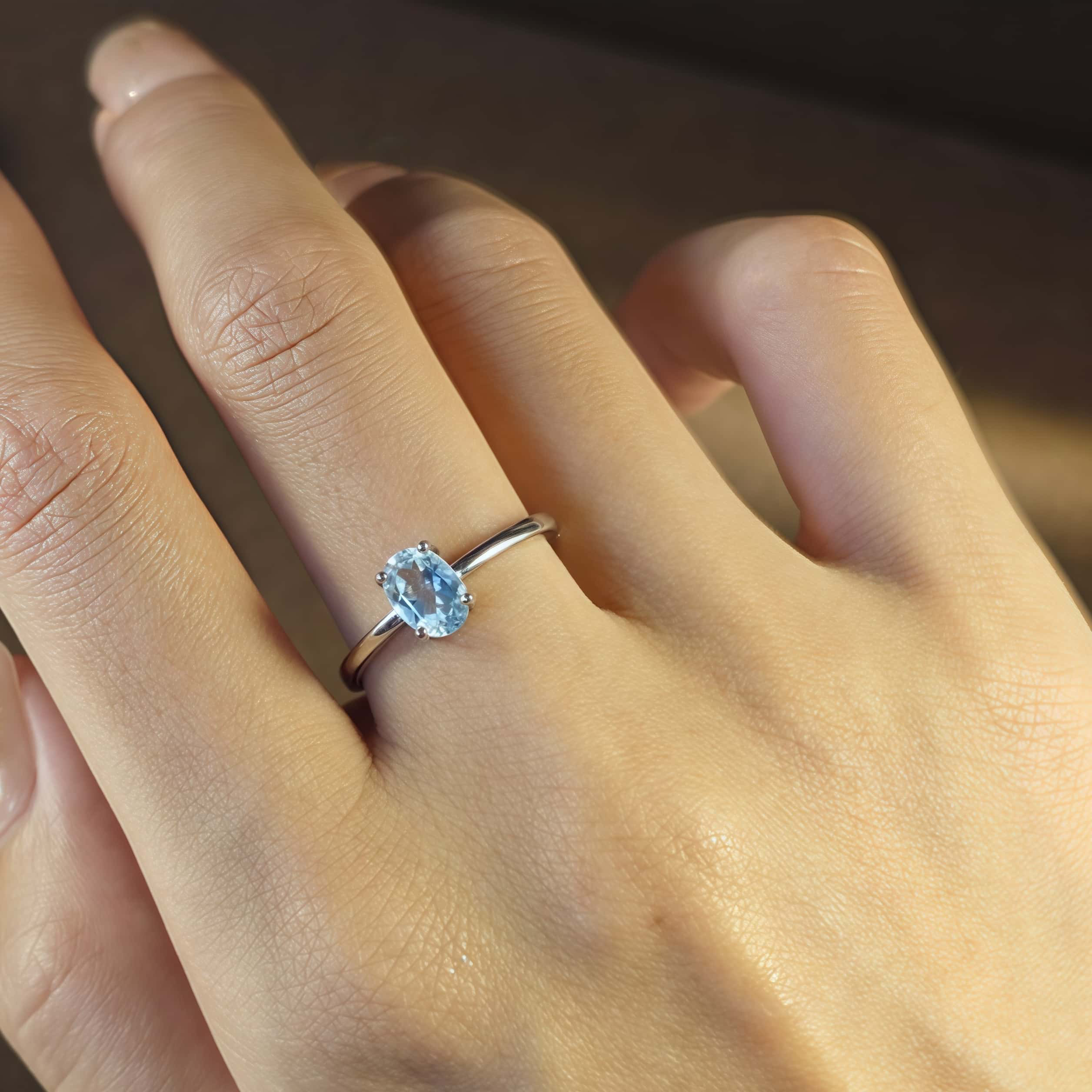 新作！|天然ブルートパーズ銀リング｜925銀｜手作り