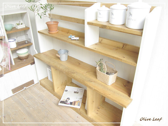 サイズ、デザインオーダー可！○7ブロックラック○無垢材シャビー